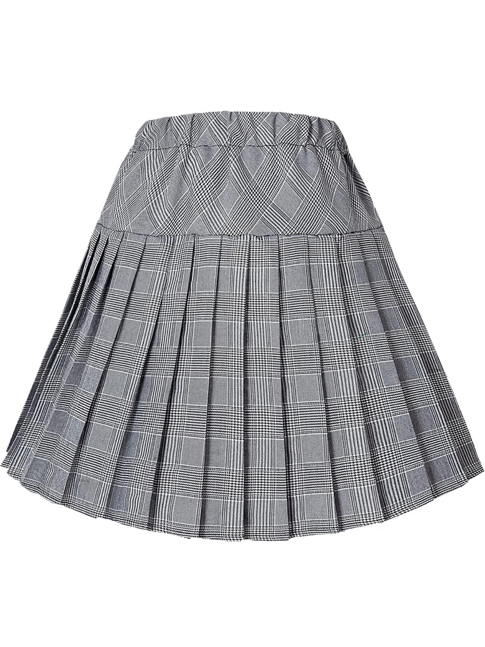 Urban CoCo Women's Elastic Waist Tartan Pleated Skirt
